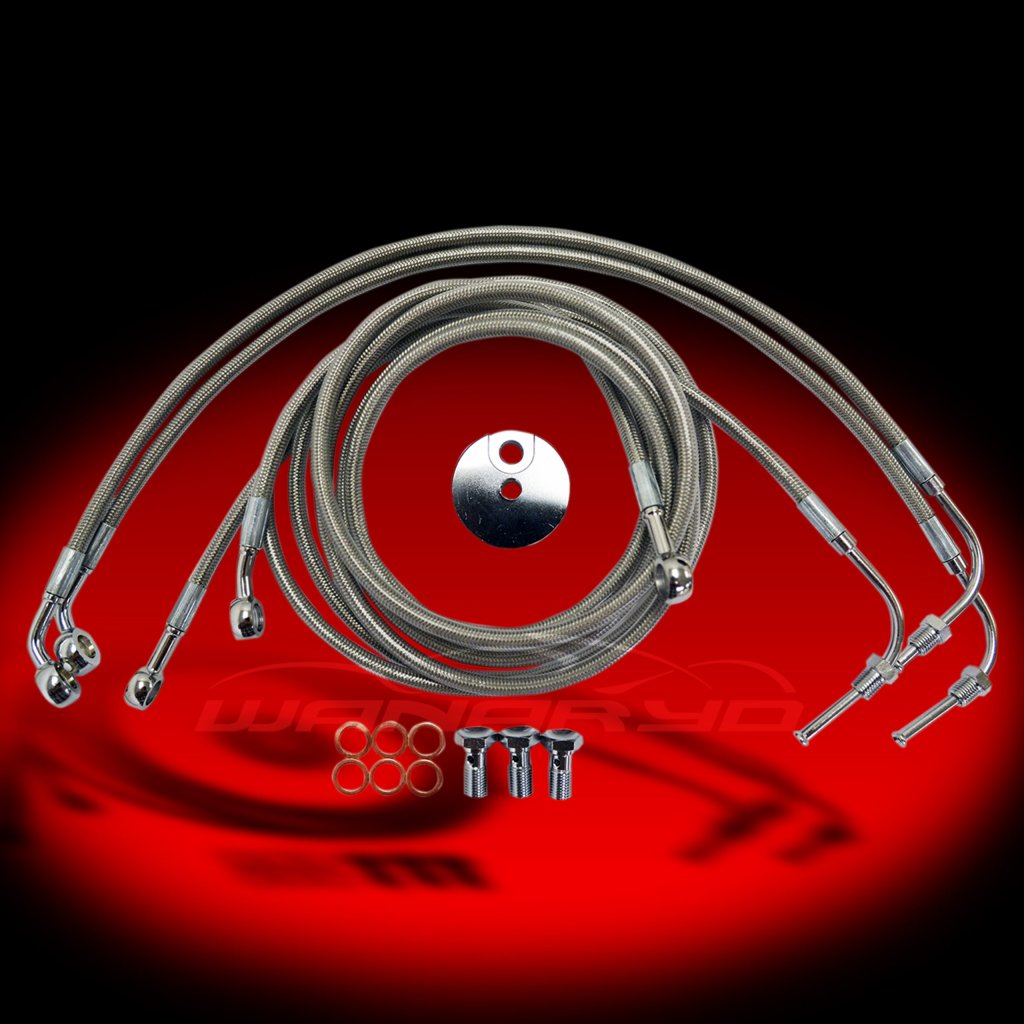 Stainless Steel Brake Line Kit Clear 0813 FLTR W/ABS 1214" Hanger LA