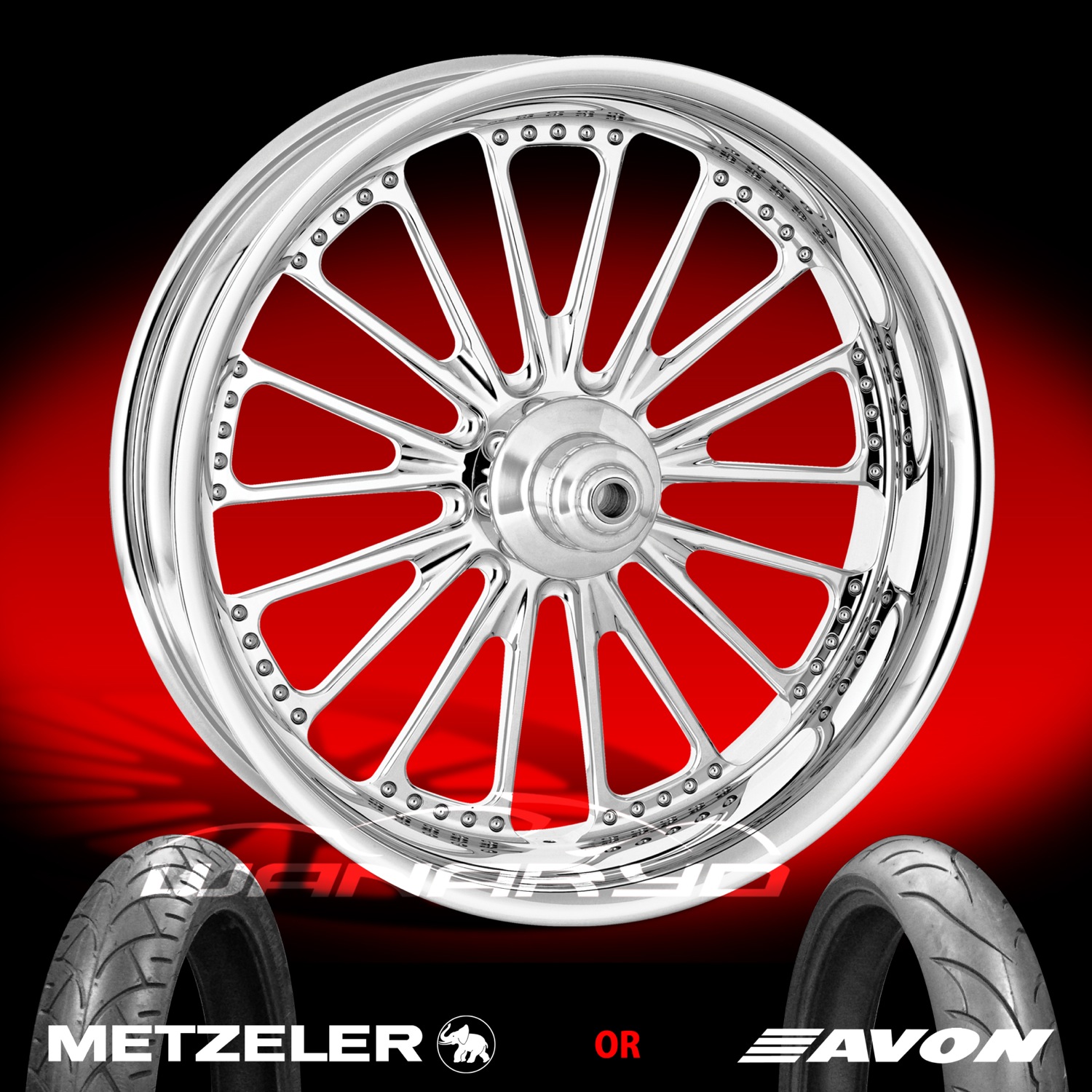 Domino Chrome Front Wheel and Tire FLH