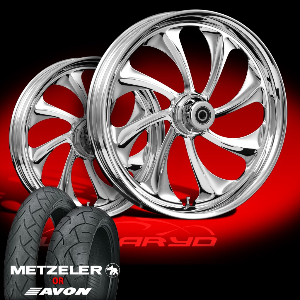 TWISTED CHROME 21" WHEELS TIRES PACKAGE KIT SET 200007 HARLEY BAGGER