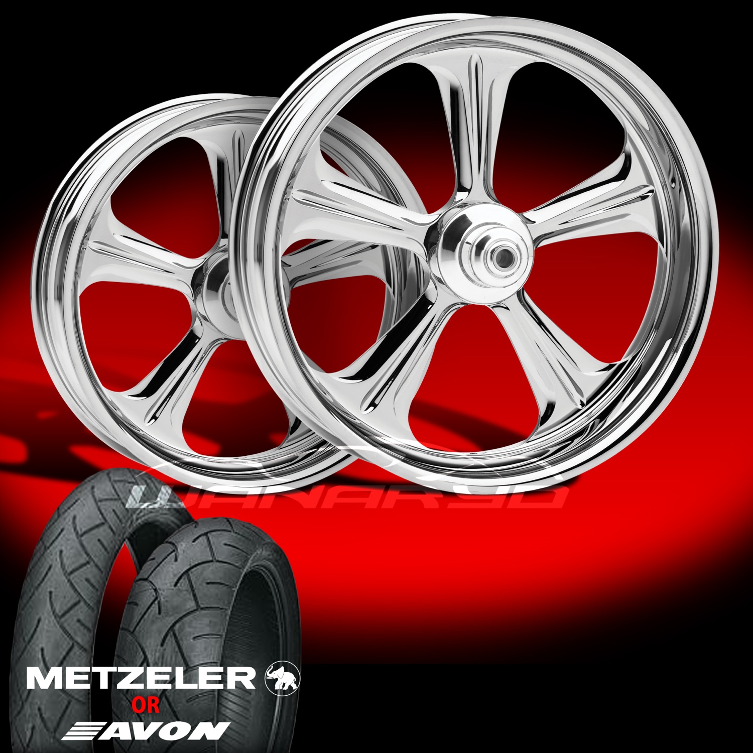 Wrath Chrome Wheels & Tires for 2006-13 Dyna Street Bob FXDB