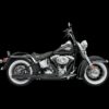 Road Rage 2-into-1 Exhaust Systems, Black Long for 1986-2011 Harley Softail
