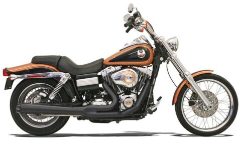 Road Rage 2-into-1 Exhaust w/ Long Megaphone Muffler - Black - 91-05 Dyna