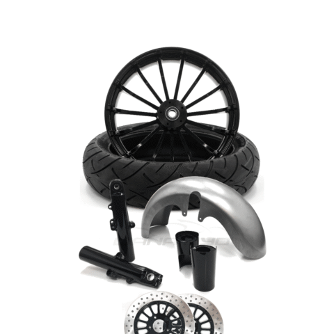 Talon 18 x 5.5" Wheel Dual Disc 180 Fat Tire Kit - Black -14-20 Harley Touring