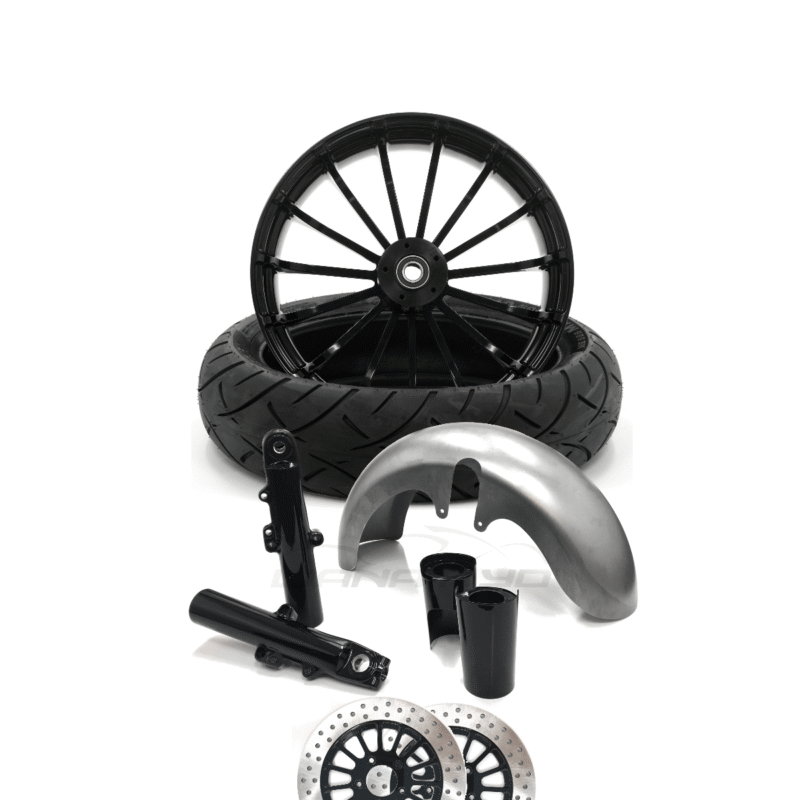 Talon 18 x 5.5" Wheel Dual Disc 180 Fat Tire Kit - Black -14-20 Harley Touring