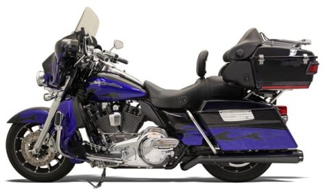 Pseudo Left Megaphone Muffler - Black - 09-16 Touring