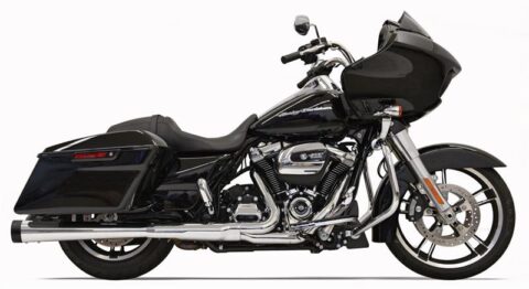 4" Megaphone Muffler - Chrome w/ Black Caps - 17-18 Touring