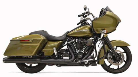 4" Megaphone Muffler - Black w/ Black Caps - 17-18 Touring