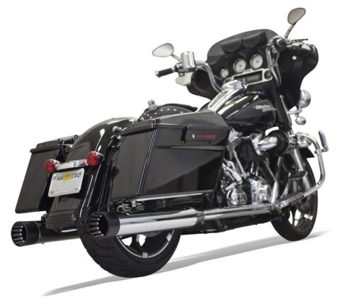 4" Straight Can DNT Mufflers - Chrome w/ Black Caps - 95-16 Touring