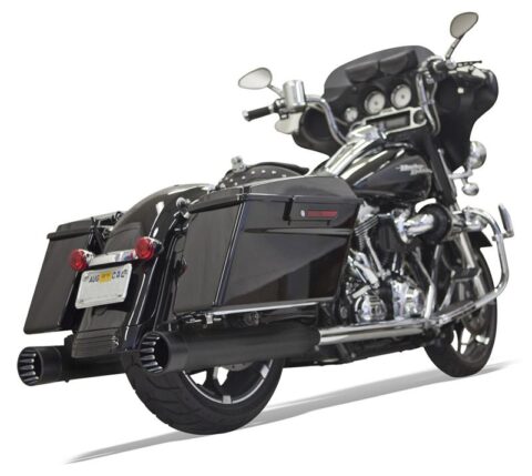 4" Straight Can DNT Mufflers - Black w/ Black Caps - 95-16 Touring