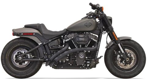 Slotted Sweeper Radius Pipes - Black - 2018 Softail / Dyna