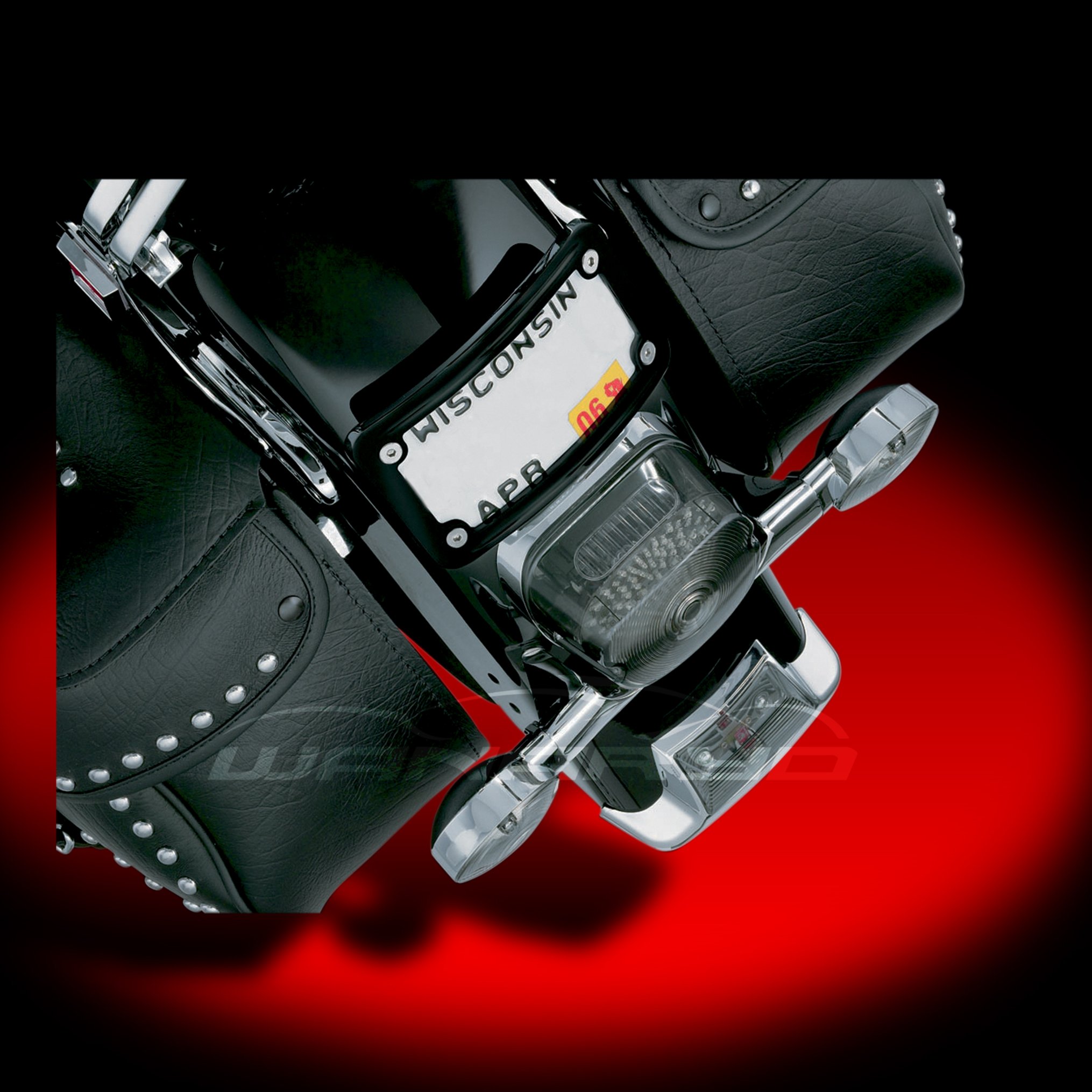 Curved Laydown License Plate Mount With Frame Gloss Black Harley