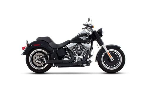 2 Into 2 Staggered Black w/ Chrome End Caps 86-13 Softail