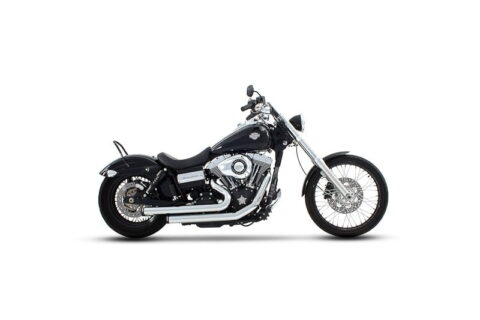 2 Into 2 Staggered Chrome w/ Black End Caps 06-13 Dyna