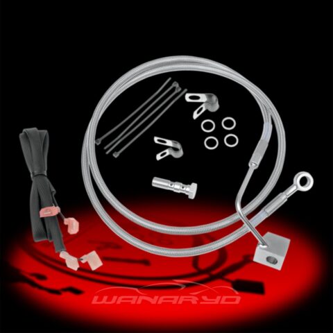 Rear Standard Length Clear-Coated Braided Stainless Steel Brake Line Kit