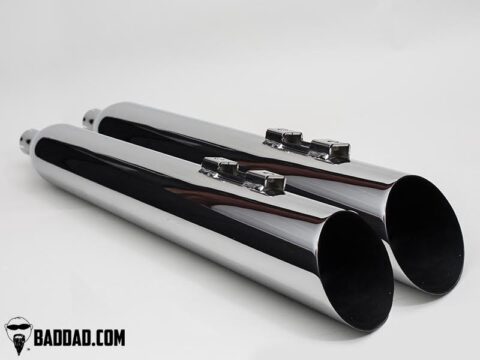 Long Strokes Slip On Mufflers, Slash Cut Chrome, 1995-2016 Touring