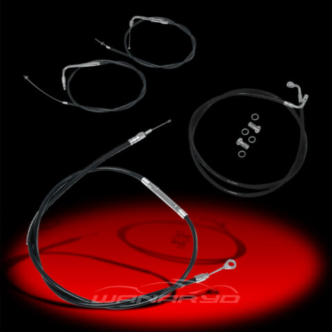 Stainless Braided Handlebar Cable and Brake Line Kit for Use w/15 inch 17 inch Ape Hangers