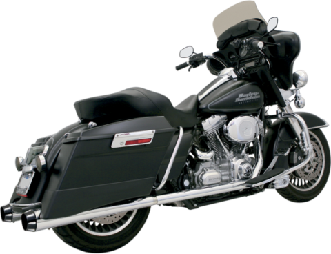 4" Megaphone Slip-On Mufflers - Chrome w/ Black Caps - 95-16 Touring