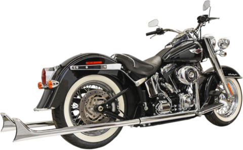 True Duals Exhaust w/39" Long Fishtail Mufflers w/o Baffles, Chrome, 2007-2017 Softail