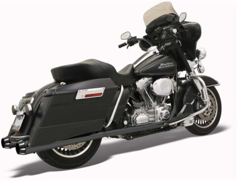 4" Megaphone Slip-On Mufflers - Black w/ Black Caps - 95-16 Touring