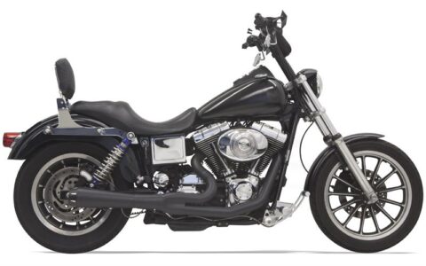 Road Rage 2-into-1 Exhaust w/ Short Megaphone Muffler - Black - 91-05 Dyna