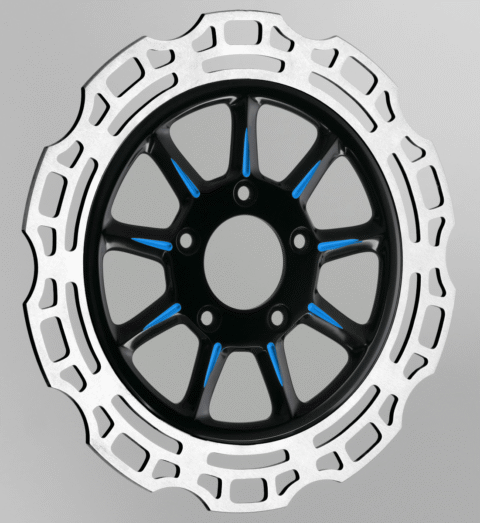11.8" Ion Black & Blue Front Racelite Rotor - Harley Dyna Softail Touring