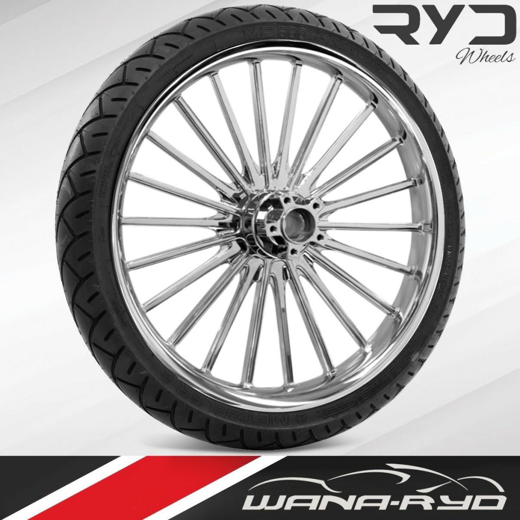 Pulse Chrome 21 X 3.5 Front Wheel And Tire Package - 2000-2020 Harley Touring RYD Wheels
