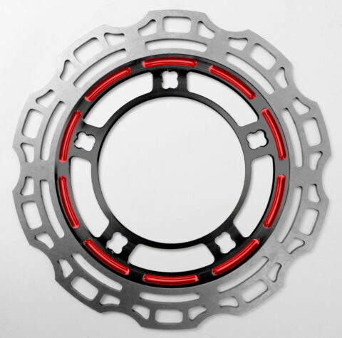 Pair of Racelite Series Touch of Color Red Enforcer Front Rotors, 2008-2023 Touring