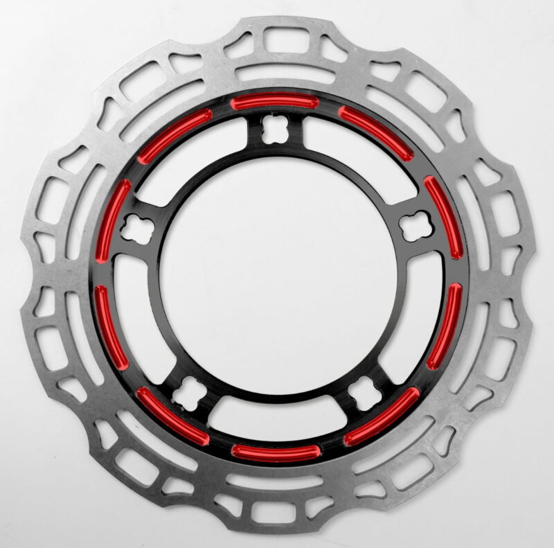 Pair of Racelite Series Touch of Color Red Enforcer Front Rotors, 2008-2023 Touring
