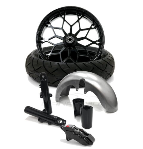 Prodigy 18 x 5.5" Wheel Single Disc 180 Fat Tire Kit - Black, 2014-22 HD Touring