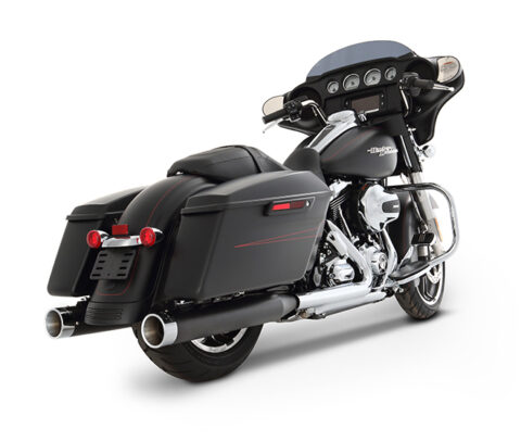 4" Custom Slip-On Exhaust - Black w/ Chrome Slot Caps - 17 Touring 500-0107C-Slot  - 2