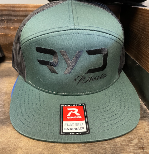 RYD Wheels Hat - Flat Bill Large Fitted - Green/Black with Black Logo