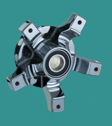 ROUND Chrome Front Hub Kit, LARGE Dual Disk 14-Up Touring 114DZ