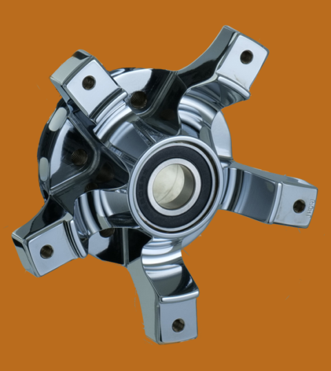 Round Chrome Front Hub Kit, LARGE Dual Disk 14-Up Touring 114DZ
