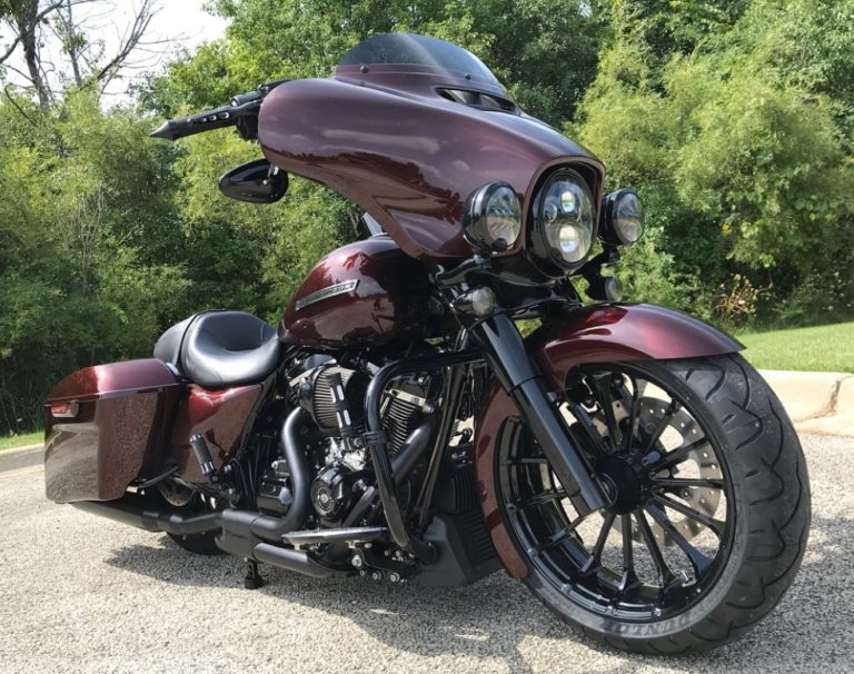 Harley with Native wide fat tire kit installed