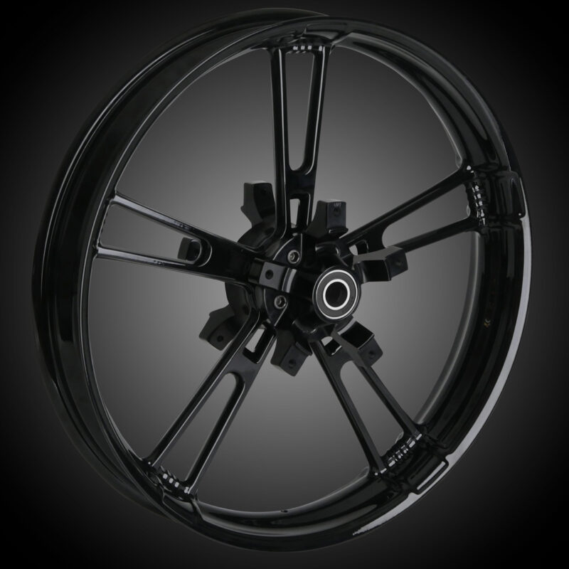 FAT 18 x 5.5" Enforcer Wheel, Rotors, Front Tire, Black, 2000-22 Harley Bagger
