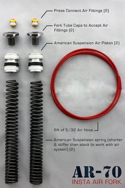 AR-70 Front Air Ride, Air Pistons with Springs, Caps, Fittings, Line