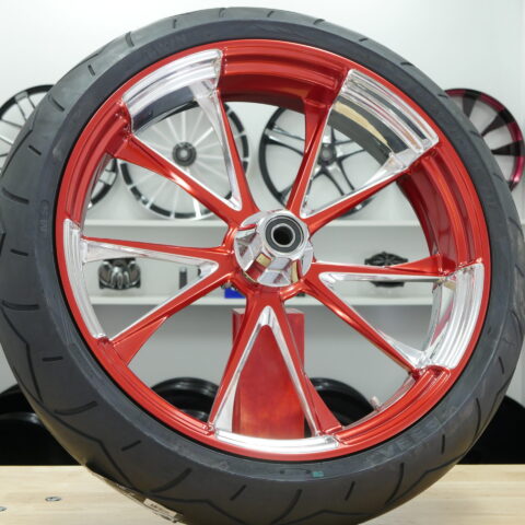 21 x 5.5 Relay Red & Polished w/Matching 13" Rotor, 180/50-21 Tire