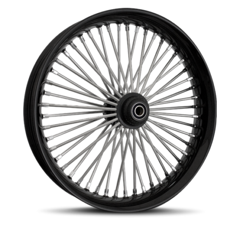 Big Phat Daddy Black Rim, Black Hub, High Polished Spoke, Chrome Nipple Wheels
