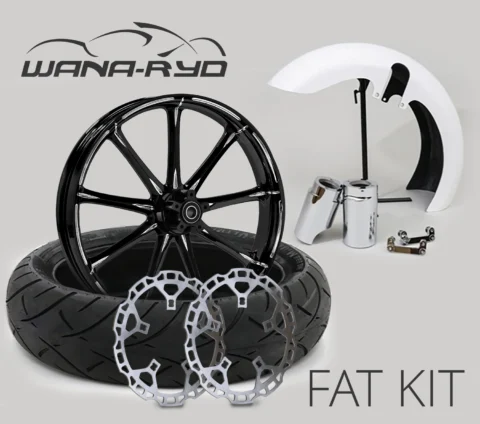 18 x 5.5" Ion Starkline Front Fat Tire Complete Wheel, Fender & Rotors Package, 2008-2023 Touring