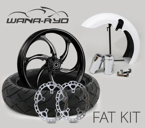 18 x 5.5" Reactor Starkline Front Fat Tire Complete Wheel, Fender & Rotors Package, 2008-2023 Touring