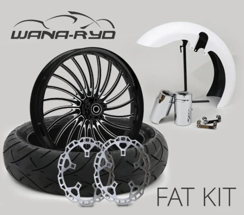 18 x 5.5" Volt Starkline Front Fat Tire Complete Wheel, Fender & Rotors Package, 2008-2023 Touring