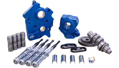 475 Cam Chest Kit with Plate M8, Chain Drive, Oil Cooled, Black Pushrods