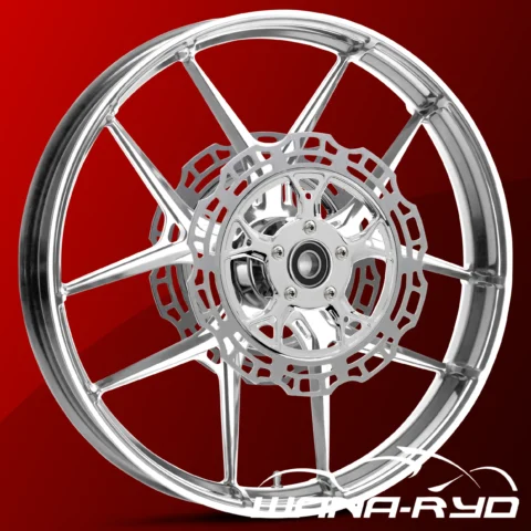 Inductor Chrome 19" or 21" Front / 18" Rear Wheel & Rotor Set, 2009-2025 Touring