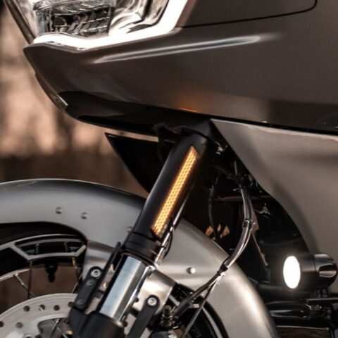 Custom Dynamic Run, Turn Auxiliary LED Fork Lightz™ for 2014-2025 Harley-Davidson® Touring & TriGlide, Amber