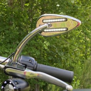 Custom Dynamic Universal 4-Wire Motorcycle LED Mirror with Run/Brake/Turn Signal, Chrome
