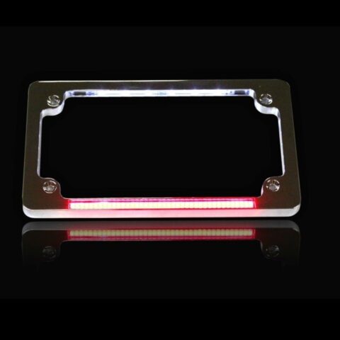 Custom Dynamic Horizontal Motorcycle LED Plate Frame with Auxiliary Run/Brake Light & Tag Illumination