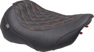 Wide Tripper™ Solo Seat, Dark Brown/Mandarin Orange Stitching